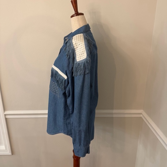 MARDEL Western denim shirt with fringe and studs- Size S - Picture 3 of 6